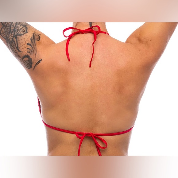 Red Adjustable Triangle Bikini Basic Rave Top - BodyZone Apparel - Picture 2 of 12